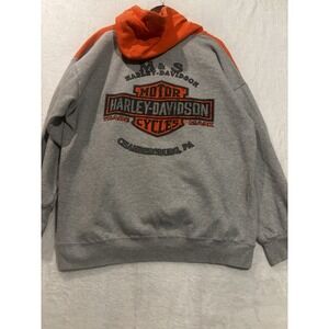 Harley Davidson Men's XL‎ Hoodie Pullover Sweatshirt Gray Orange Chambersburg PA